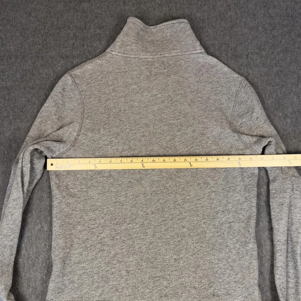 Billy Reid Sweater Mens Medium Gray Mock Neck Cotton Knit Button Pullover